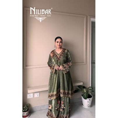 Ishita Sandhu in Our Green Velvet Embroidered Palazzo Set