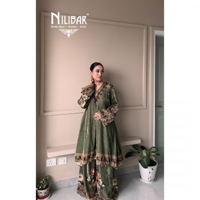 Ishita Sandhu in Our Green Velvet Embroidered Palazzo Set