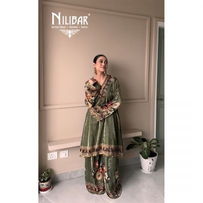 Ishita Sandhu in Our Green Velvet Embroidered Palazzo Set