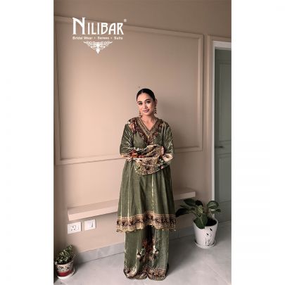 Ishita Sandhu in Our Green Velvet Embroidered Palazzo Set