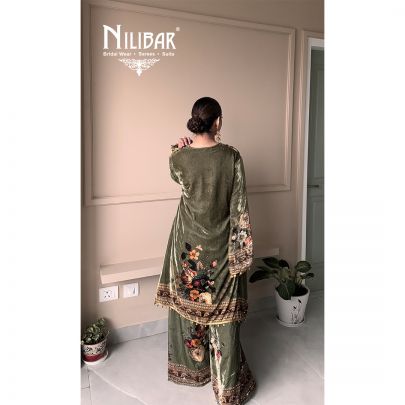Ishita Sandhu in Our Green Velvet Embroidered Palazzo Set