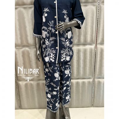 Midnight Blue Cotton Co-ord Set