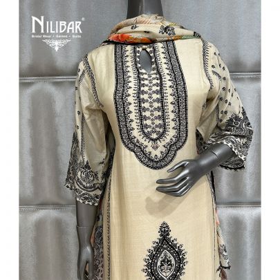 Cream Cotton Kurta with Pants