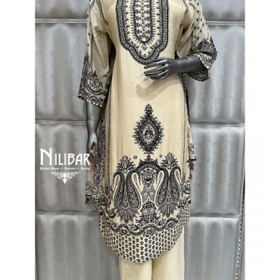 Cream Cotton Kurta with Pants