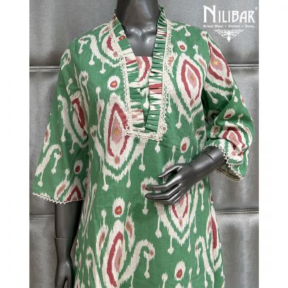 Light Green Cotton Printed Kurta Set