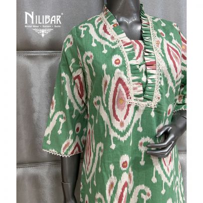 Light Green Cotton Printed Kurta Set