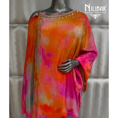 Multicolor Crepe Crop Top With Flowy Bottom