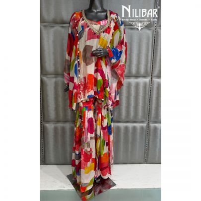 Multicolor Crepe Kaftan Top