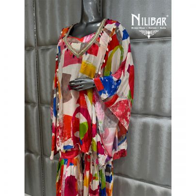 Multicolor Crepe Kaftan Top
