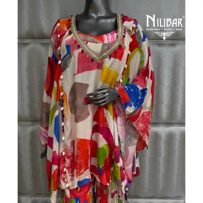 Multicolor Crepe Kaftan Top