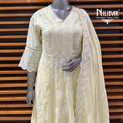 Pale Yellow Cotton Summer Suit Set