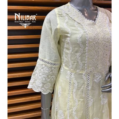 Pale Yellow Cotton Summer Suit Set