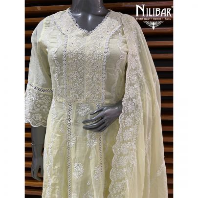 Pale Yellow Cotton Summer Suit Set