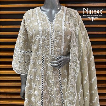 Beige Cotton Summer Suit Set
