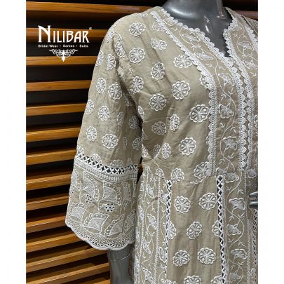 Beige Cotton Summer Suit Set