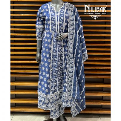 Blue Cotton Summer Suit Set