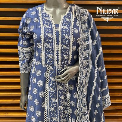 Blue Cotton Summer Suit Set