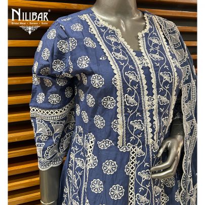 Blue Cotton Summer Suit Set