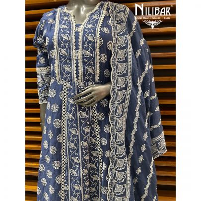 Blue Cotton Summer Suit Set