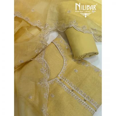 Butterscotch Yellow Mul Cotton Unstitched Suit