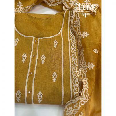 Mustard Yellow Mul Cotton Unstitched Suit