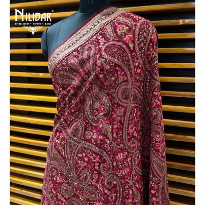 Mehroon Georgette Dupatta