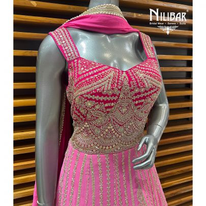 Pink Georgette Anarkali Suit