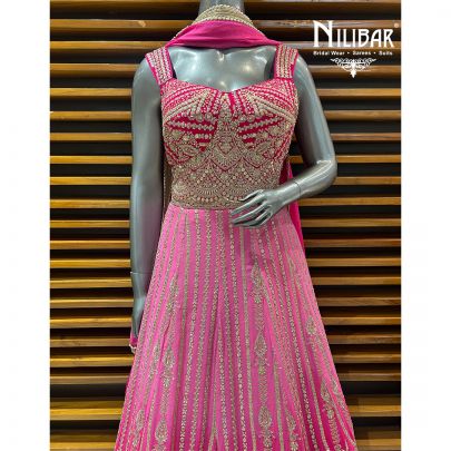 Pink Georgette Anarkali Suit