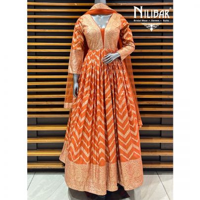 Orange Silk Anarkali Suit