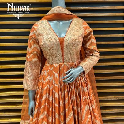 Orange Silk Anarkali Suit