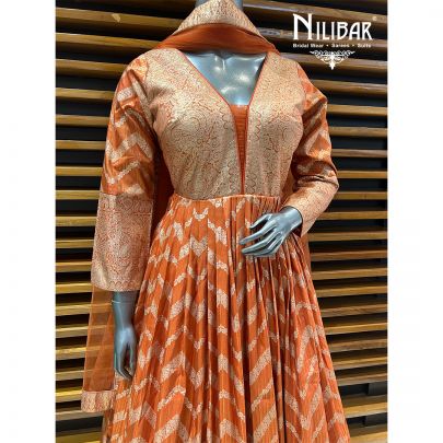 Orange Silk Anarkali Suit