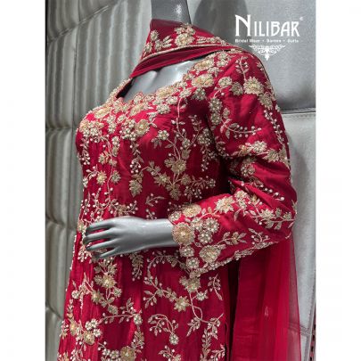 Red Silk Garara Suit