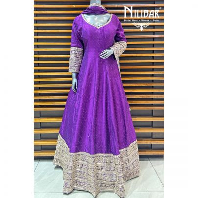 Purple Silk Anarkali Suit