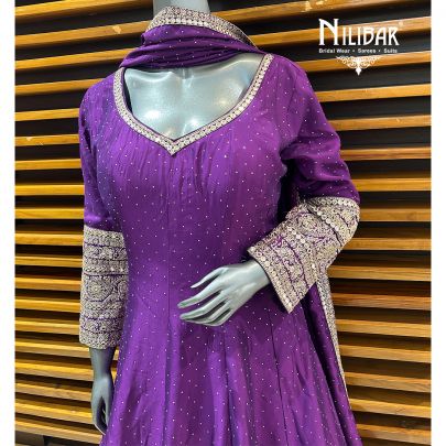 Purple Silk Anarkali Suit