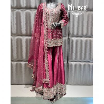 Pink Silk Palazzo Suit