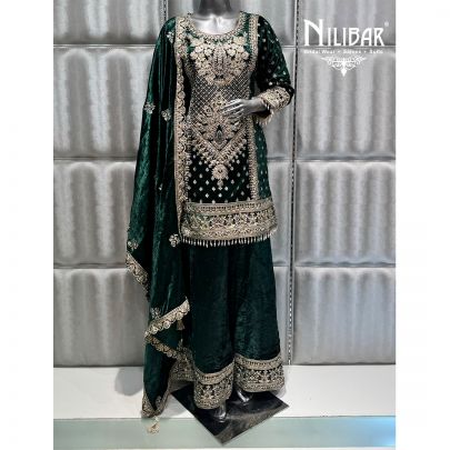 Green Velvet Palazzo Suit
