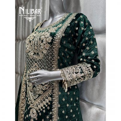 Green Velvet Palazzo Suit