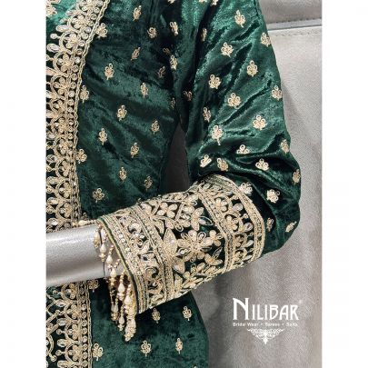Green Velvet Palazzo Suit
