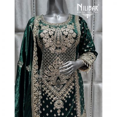 Green Velvet Palazzo Suit