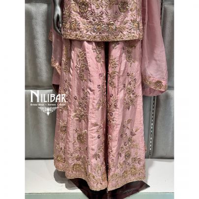 Baby Pink Silk Palazzo Suit