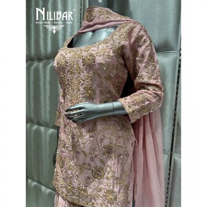 Baby Pink Silk Palazzo Suit