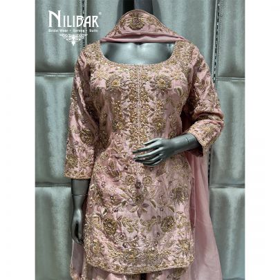 Baby Pink Silk Palazzo Suit