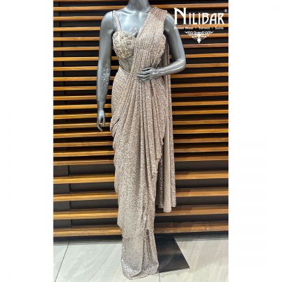 Ivory Net Draped Saree