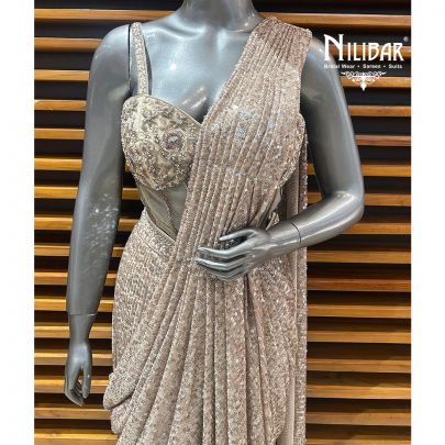 Ivory Net Draped Saree
