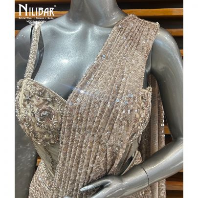 Ivory Net Draped Saree