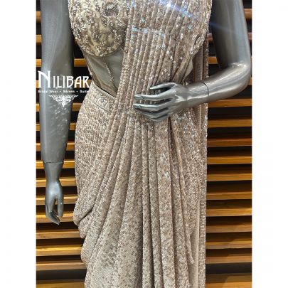 Ivory Net Draped Saree