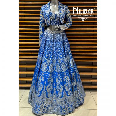 Blue Organza Lehenga