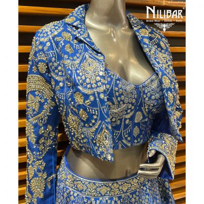Blue Organza Lehenga