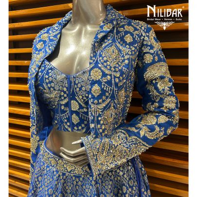 Blue Organza Lehenga