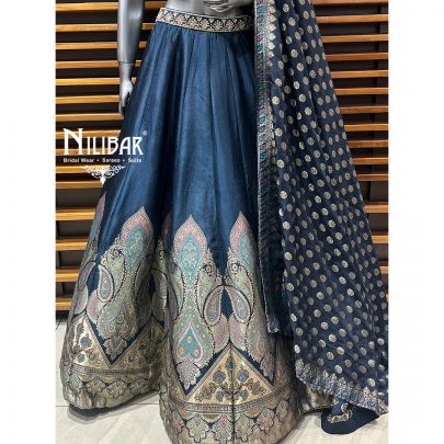 Deep Blue Silk Lehenga